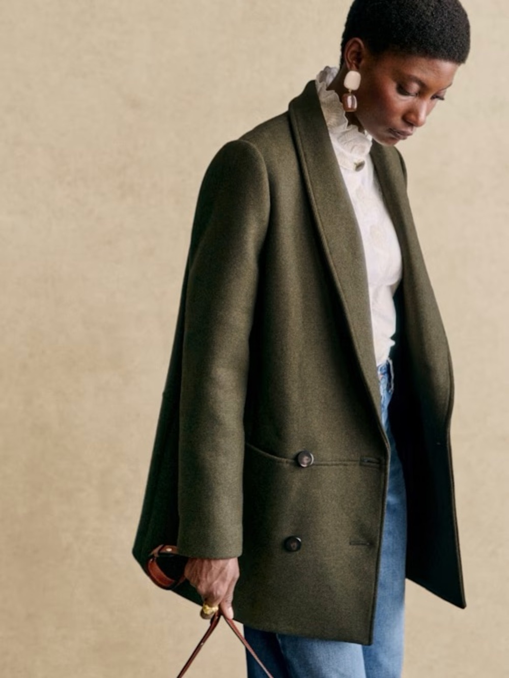 NWT Sézane James Coat in Olive Green Size 4/36
